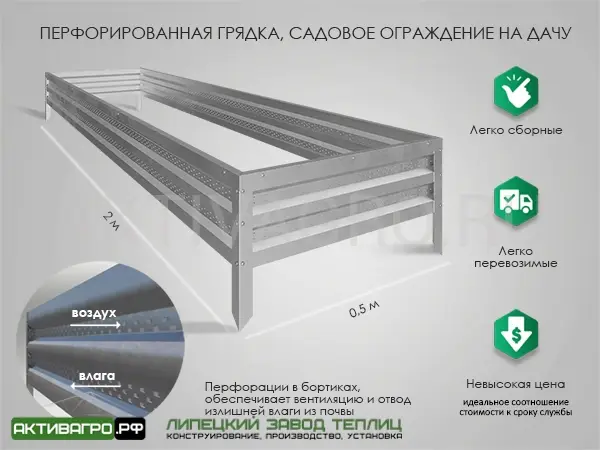 Комплект из 3 грядок для теплицы, длина 6 м Комплект из 3 грядок для теплицы, длина 6 м